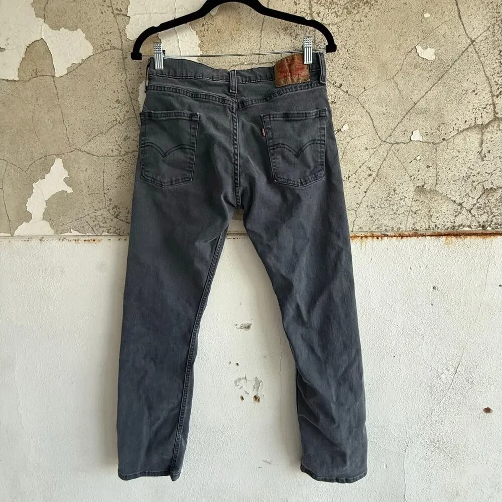 Levi’s 513 Jeans Slim Straight Leg Grey Stretch Denim Washed Casual Mens W30 L30